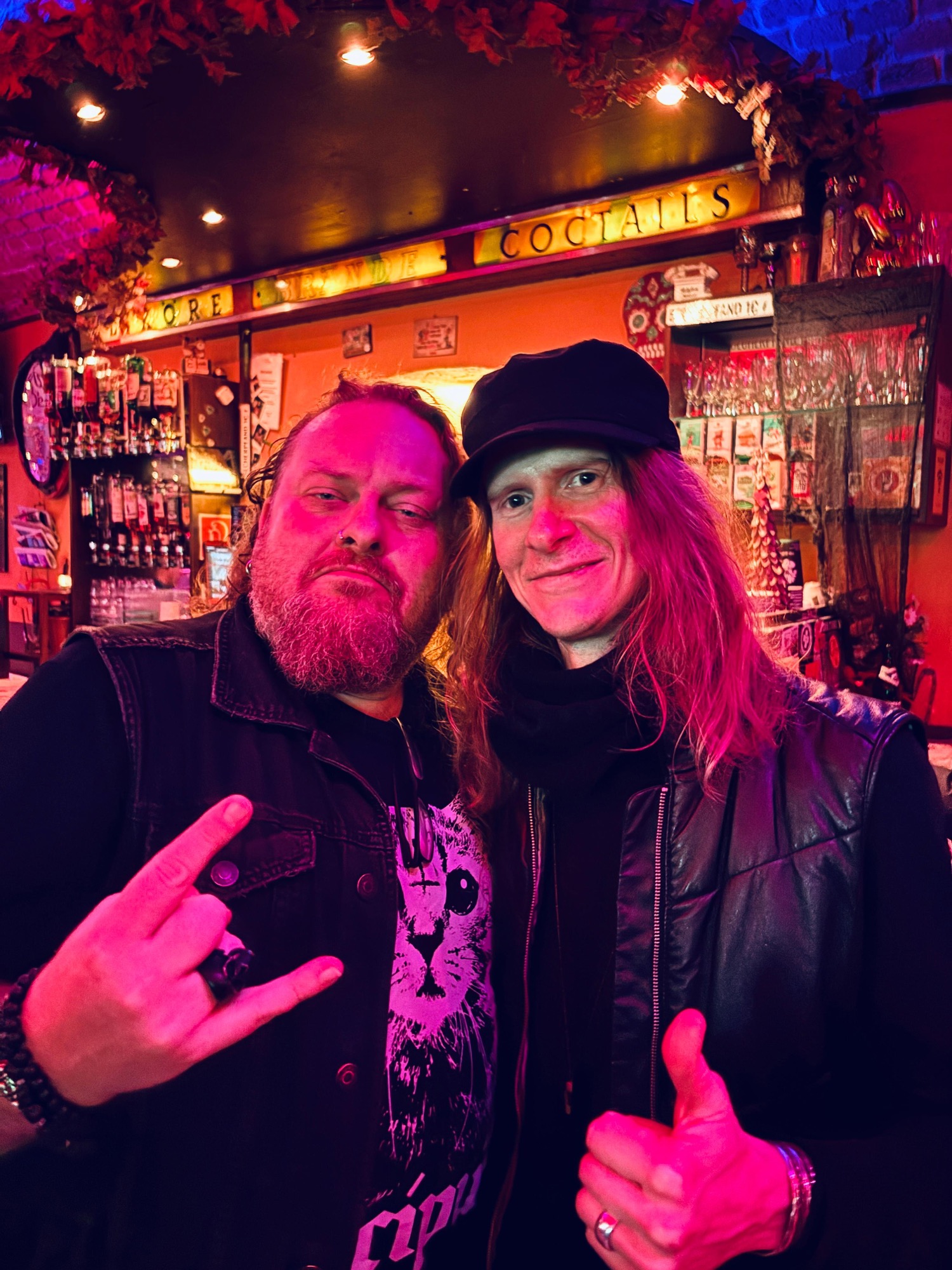 Zoltan and Adam at the bar, Café Carina