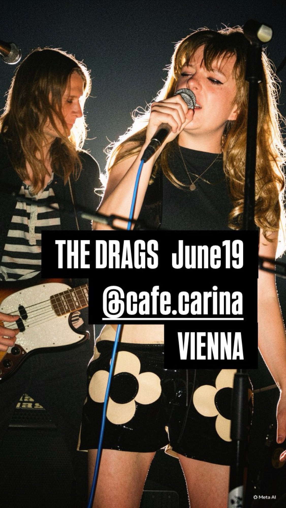 The Drags backstage with the night’s setlist