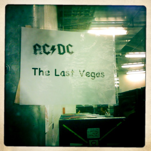 Dressing room sign: AC/DC and The Last Vegas
