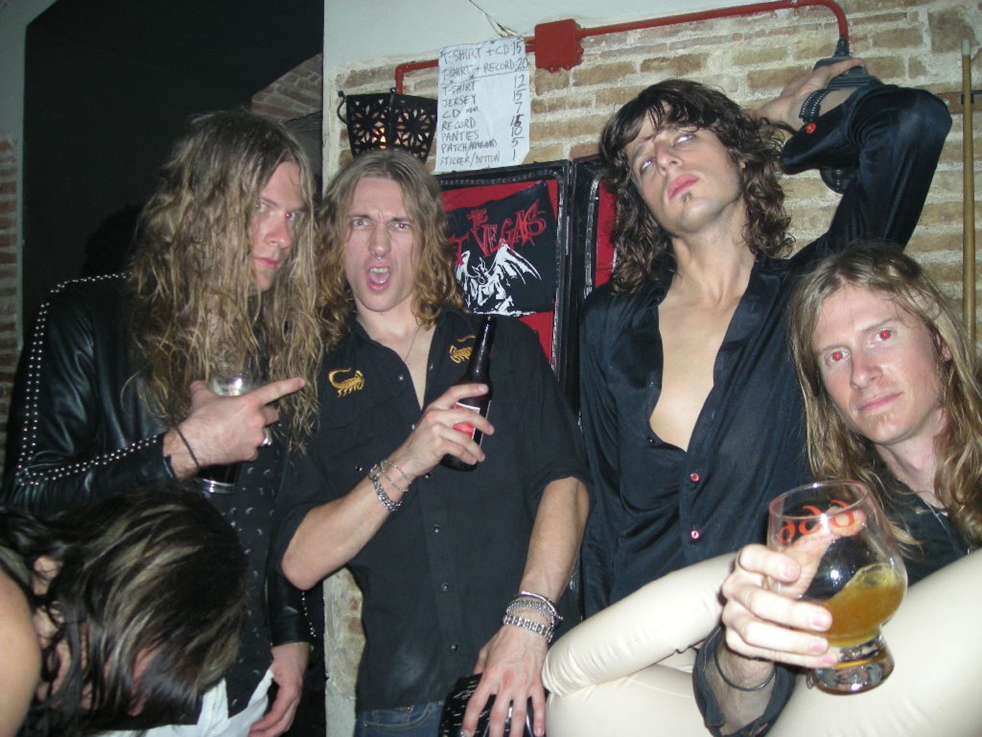 The Last Vegas backstage with drinks raised