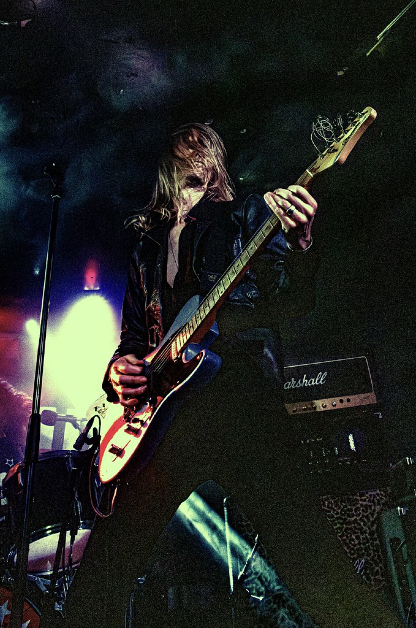 Adam Arling on guitar with Warrior Soul in front of a Marshall stack